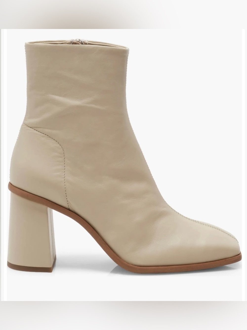 FREE PEOPLE Women's Cream Block Heel Ankle Boots. Soft Portuguese Leather.